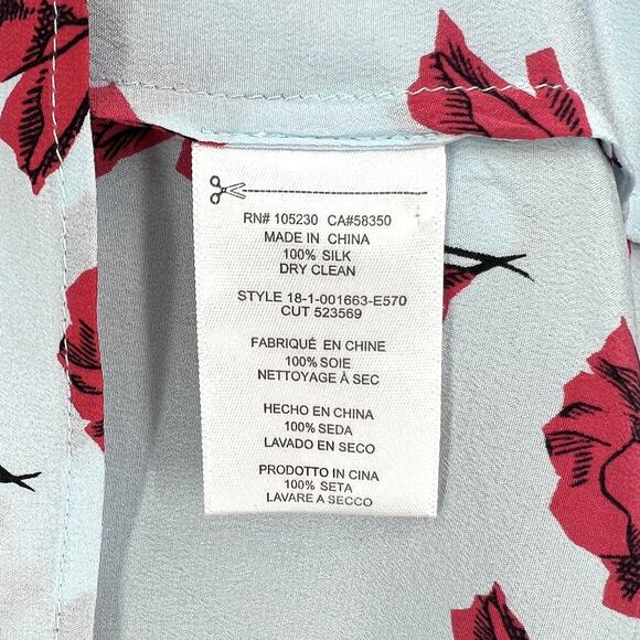 EQUIPMENT Layla Floral Print Silk Cami Tank Womens XS Blue Red Spaghetti Strap - Picture 15 of 16